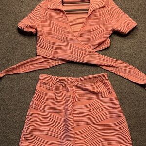 SHEIN Pink Textured Skort Set
